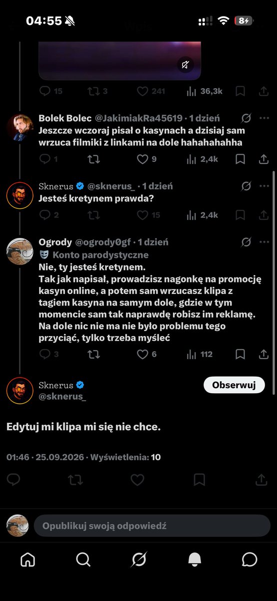 ogrody0gf's tweet photo. Oficjalnie spełniły się dzisiaj moje wszystkie najszczersze marzenia związane z tą platformą 
merytoryczny komentarz pokonał nieskalaną psychikę jednej z największych kurew internetowych tej generacji i sprowadził ją na tyle nisko że zdecydował się mnie zablokować 
@sknerus_ https://t.co/qEDaYBvPuU