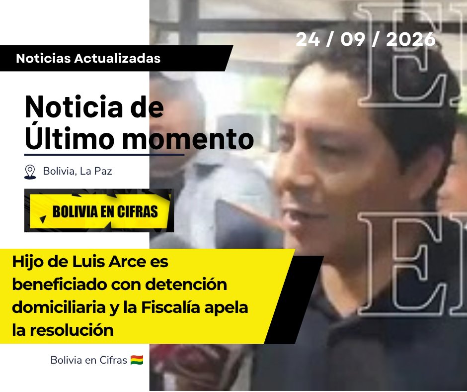 BoliviaEnCifras's tweet photo. 🚨⚖️ Luis Marcelo Arce Mosqueira, hijo del expresidente Luis Arce, recibió detención domiciliaria dentro de la investigación por presunta legitimación de ganancias ilícitas.
La Justicia también fijó una fianza de Bs 200.000.
#Bolivia #LuisArce #JusticiaBolivia https://t.co/SEdC2uFnh3