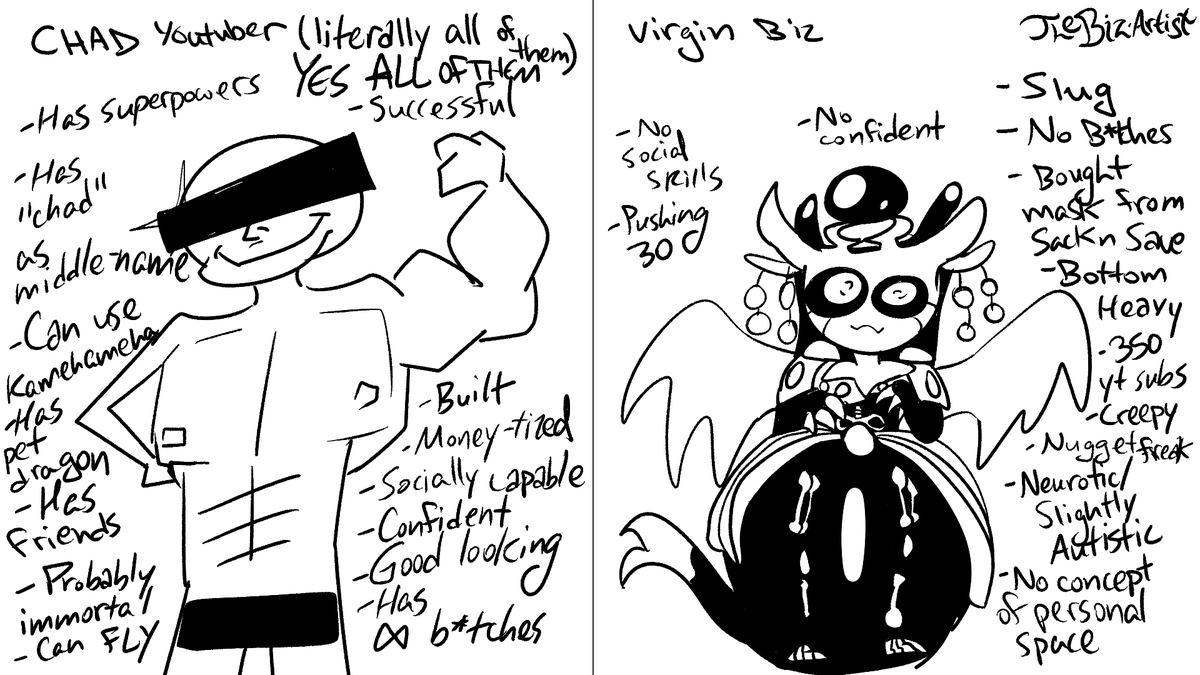 SuperWeirdTwo2's tweet photo. MY MAGNUM OPUS

Chad against Biz

The chad wins

#ocart #incel #vtuber #originalart #chad #art #artistsoftwitter #anthro #sketch #dumbdumb #nugget #hungry #pngtuber #chill #issues #zonedoutwhatwasidoingagain #balthazar #smallartist #NoGenAI #slug #seaslug #drawing https://t.co/3nSHDga4QN