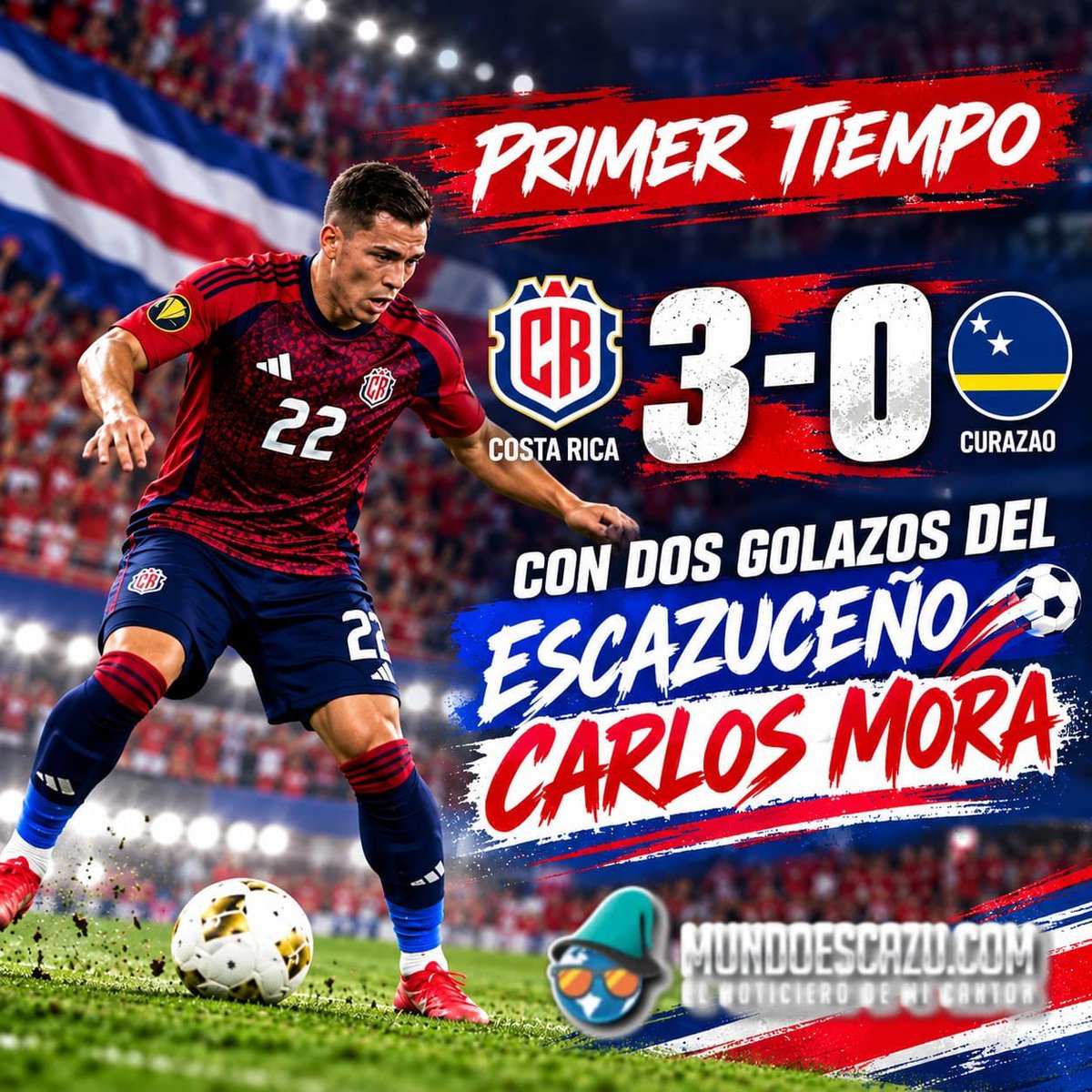 mundoescazu's tweet photo. #Deportes Primer Tiempo Costa Rica 3-0 Curazao con dos golazos del Escazuceño Carlos Mora https://t.co/1OipuOaY0b