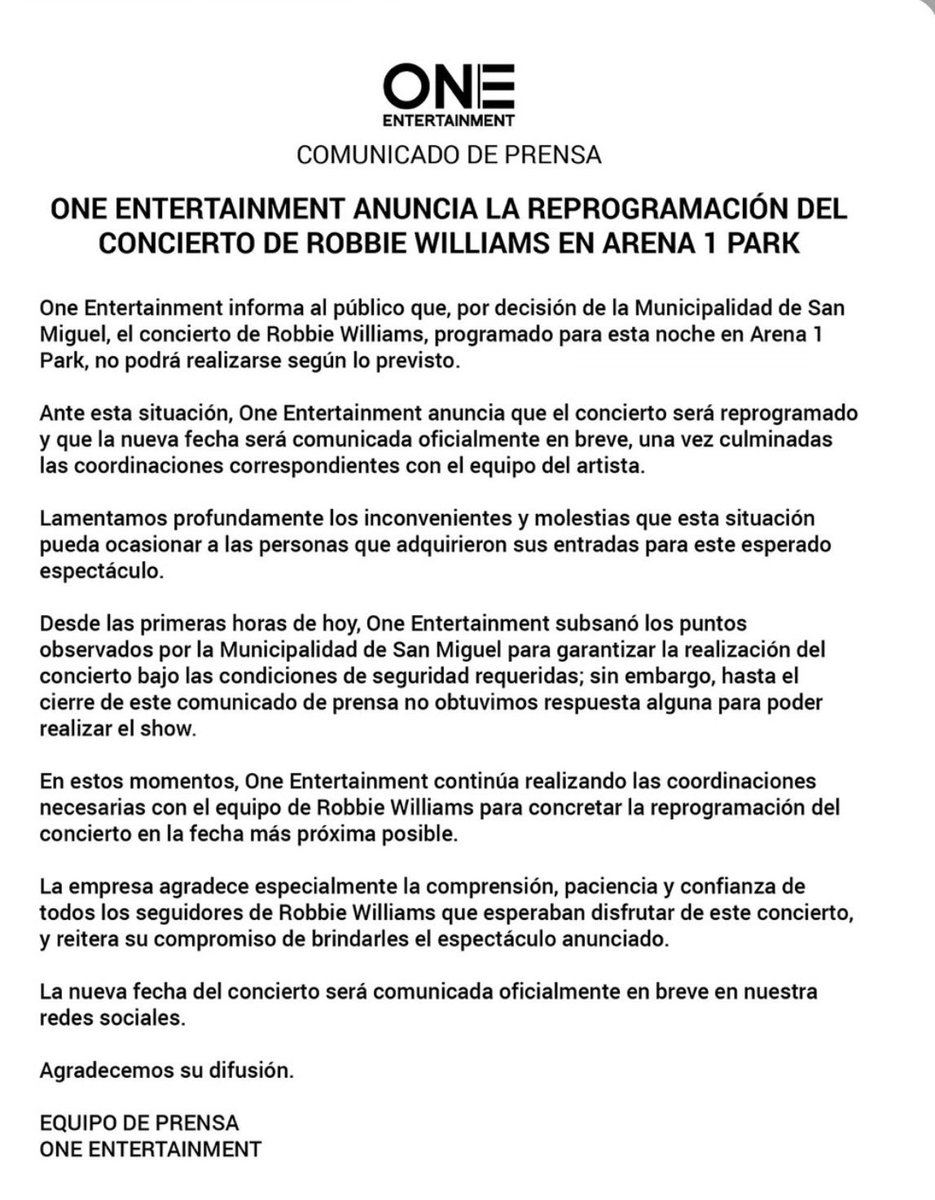 darknemesis26's tweet photo. Se re programara concierto  de Robbie Williams en Lima (ojala no sea como paso con Shakira) https://t.co/DrODeM9xN5