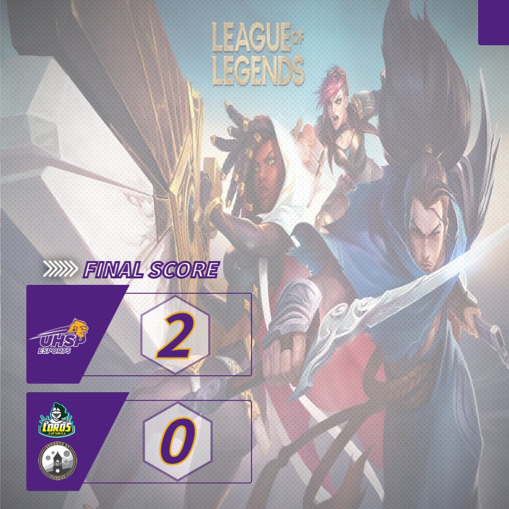UHSPEsports's tweet photo. Two clean wins for the Euts tonight!
Thanks for watching and see you next week!
#GGWP #GoEuts💜 https://t.co/C8yE9WcRaq