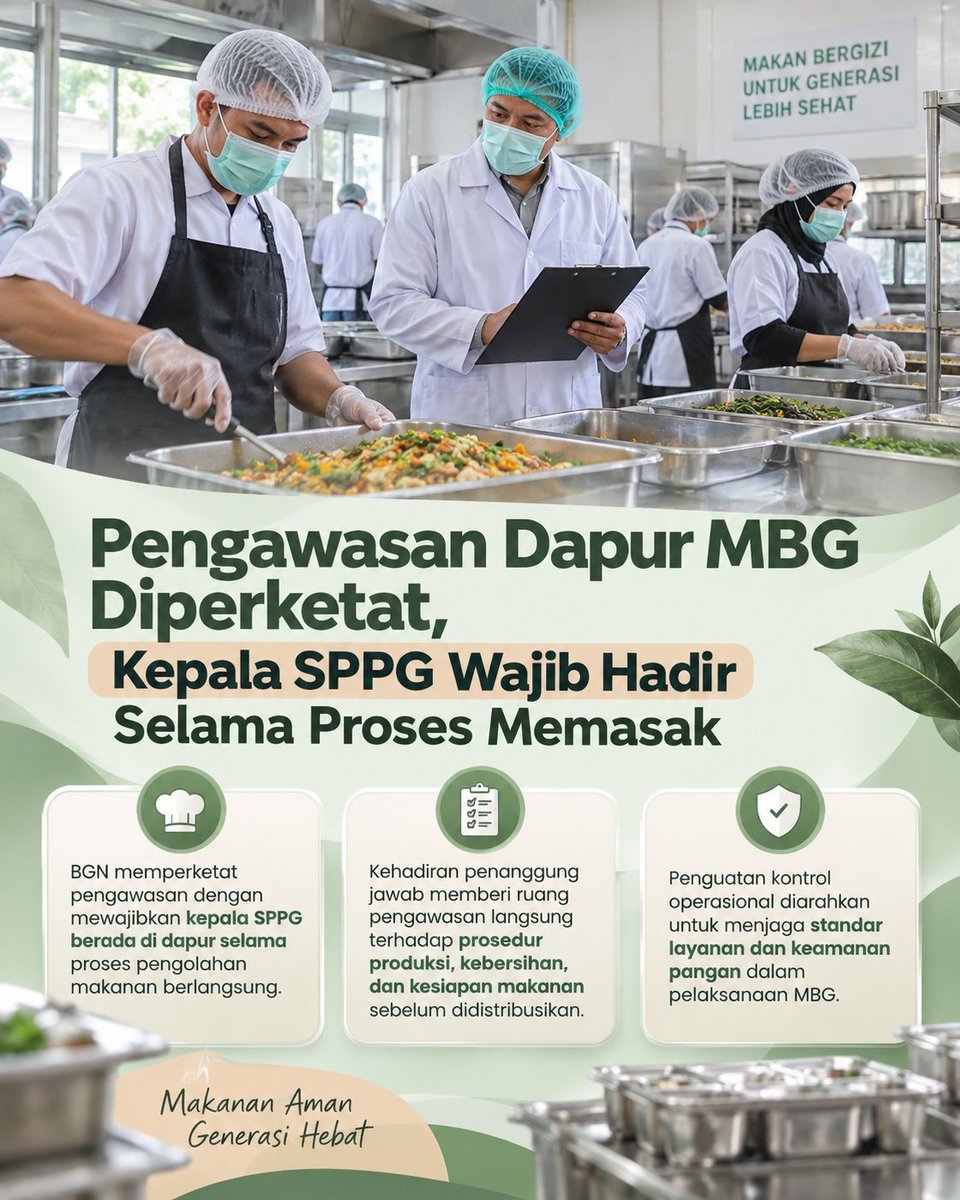 KarmanTejo's tweet photo. Pengawasan dapur MBG diperketat
#MakanBergiziGratis
#ManfaatMBG
#CegahStunting
#DukungMBG https://t.co/kZuDYFq2cQ