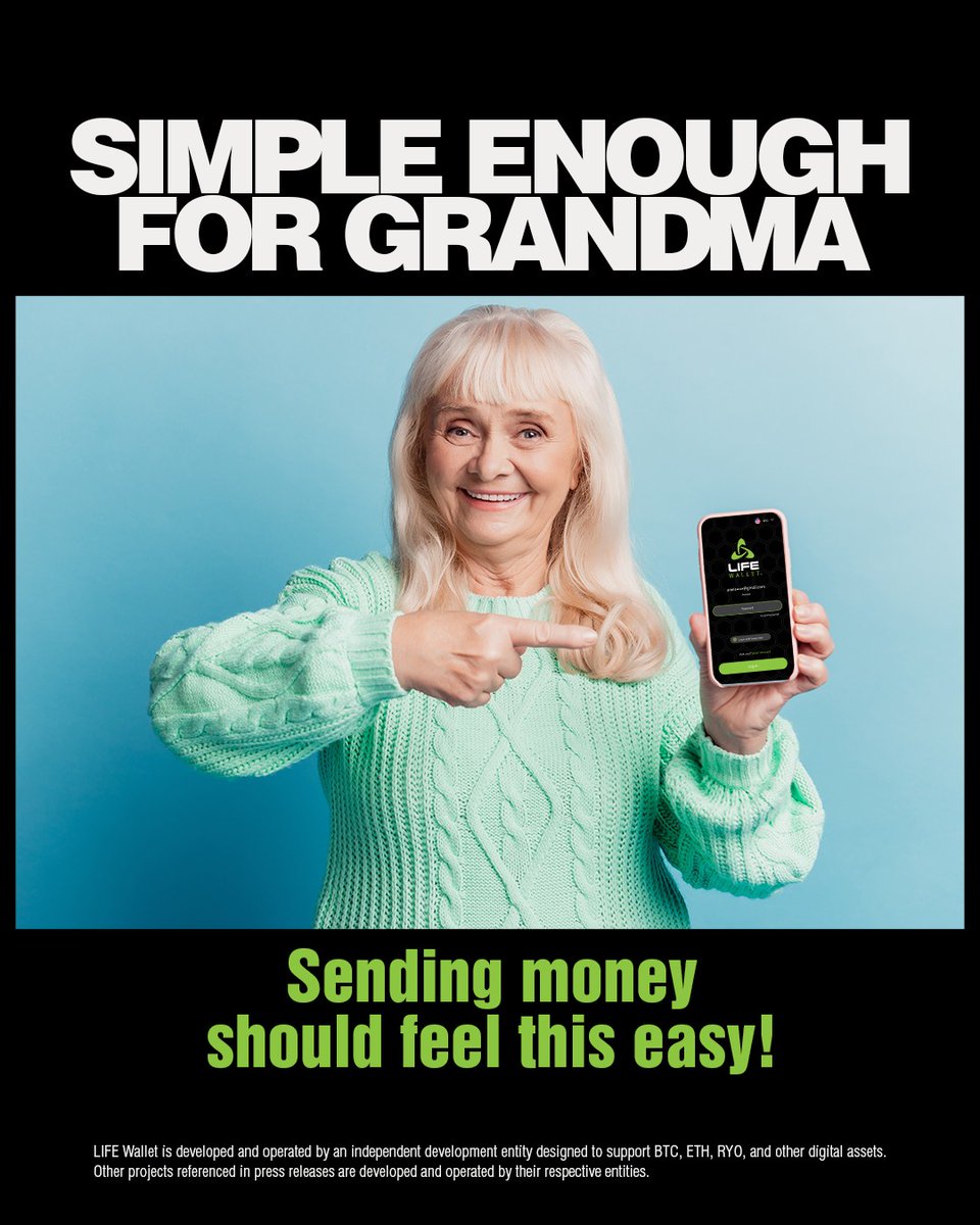 LifeWallet's tweet photo. No one should need a tutorial just to send money.

LIFE Wallet is designed to make digital payments simple for real people and real everyday use.

Available on both iOS and Android devices:
🔗 https://t.co/vEGBUzwczl

#RYO #LifeWallet #DigitalPayments #CryptoAdoption #Web3ForEveryone #DigitalFinance