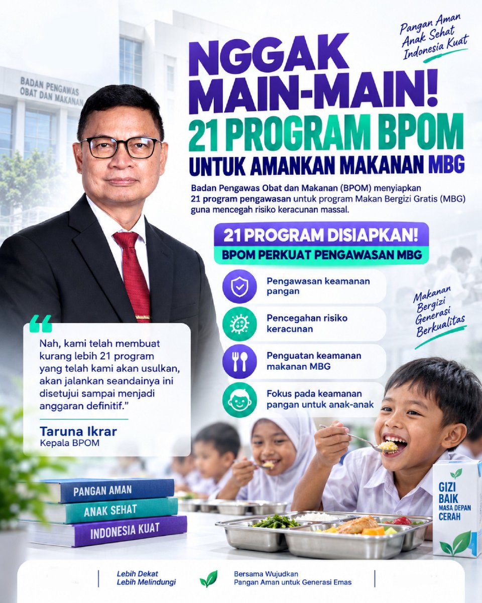 KarmanTejo's tweet photo. 21 Program BPOM untuk amankan makanan MBG
#MakanBergiziGratis
#ManfaatMBG
#CegahStunting
#DukungMBG https://t.co/EbHdaqTuRi