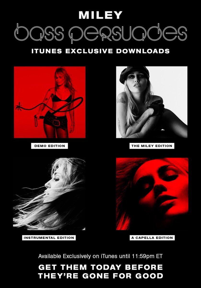 MCNewsSource's tweet photo. 🚨 Last call! Only 1 hour left before the “Bass Persuades” iTunes Exclusive Editions are gone for good!

Buy all versions here: https://t.co/uDljUUxUQm https://t.co/QDzR78PRYn