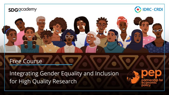 SDG_Academy's tweet photo. Who gets included in research and who gets left out? 
Explore gender, intersectionality, data gaps, and social inclusion with our FREE online course by the Partnership for Economic Policy (PEP) and @IDRC_CRDI.
Enroll now 👉 https://t.co/fEfOOR4rNa
Free certificate of completion! https://t.co/xEjzfCqIpT