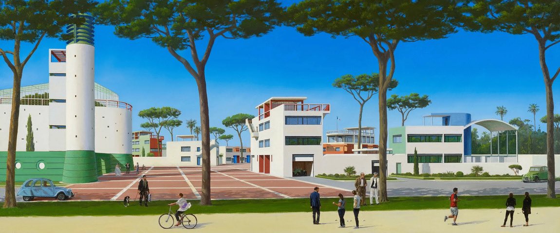 FelixDeFeu's tweet photo. Techno-Community 

Le Corbusier’s Cité Frugés. Painting by Carl Laubin. https://t.co/cFCHYW1iJP