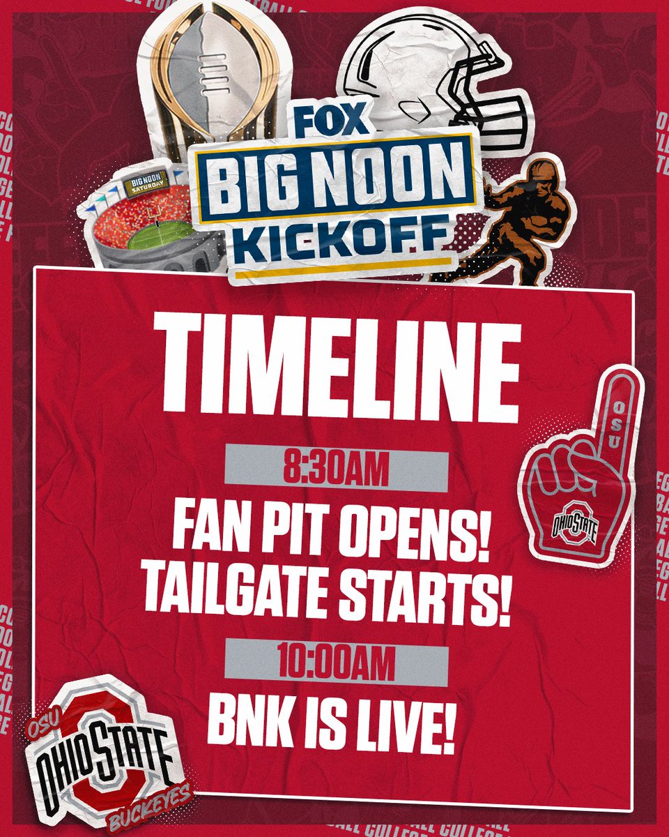 BNKonFOX's tweet photo. Check out everything you need to know to join the Big Noon Kickoff Crew for Illinois vs Ohio State https://t.co/DmcWMq0GVo