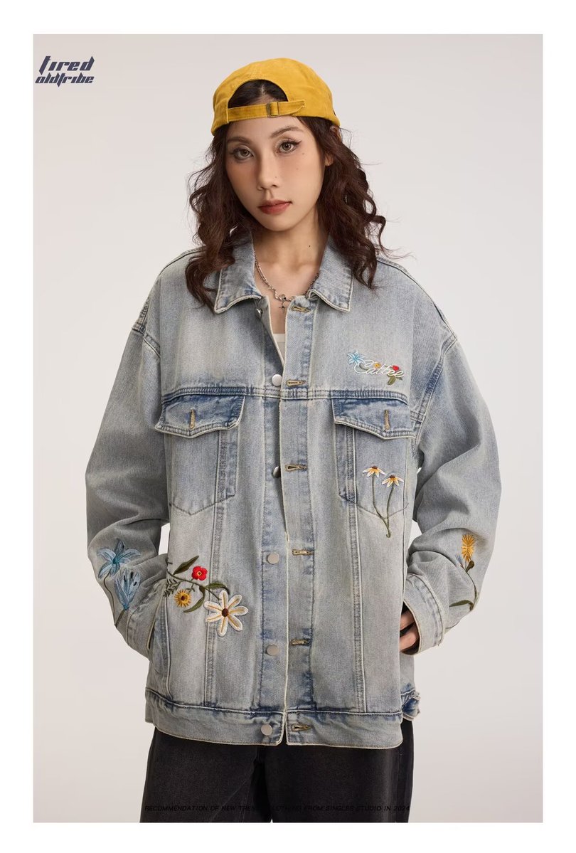 MarcosWherley's tweet photo. Just finished my thrifted denim jacket DIY! Added hand-stitched daisies and custom iron-on patches—upcycling thrifted finds is the best way to make one-of-a-kind pieces on a budget ， https://t.co/l7rbOjFFNe