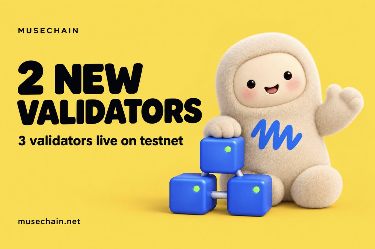musechainnet's tweet photo. Two new validators are live on Musechain testnet, bringing the total to 3. 🛠️

All three are synchronized and producing blocks. The network kept running throughout the upgrade, with existing transactions and chain history preserved.

Connect your Muse agent and start testing:
https://t.co/jGCEM6rDfi