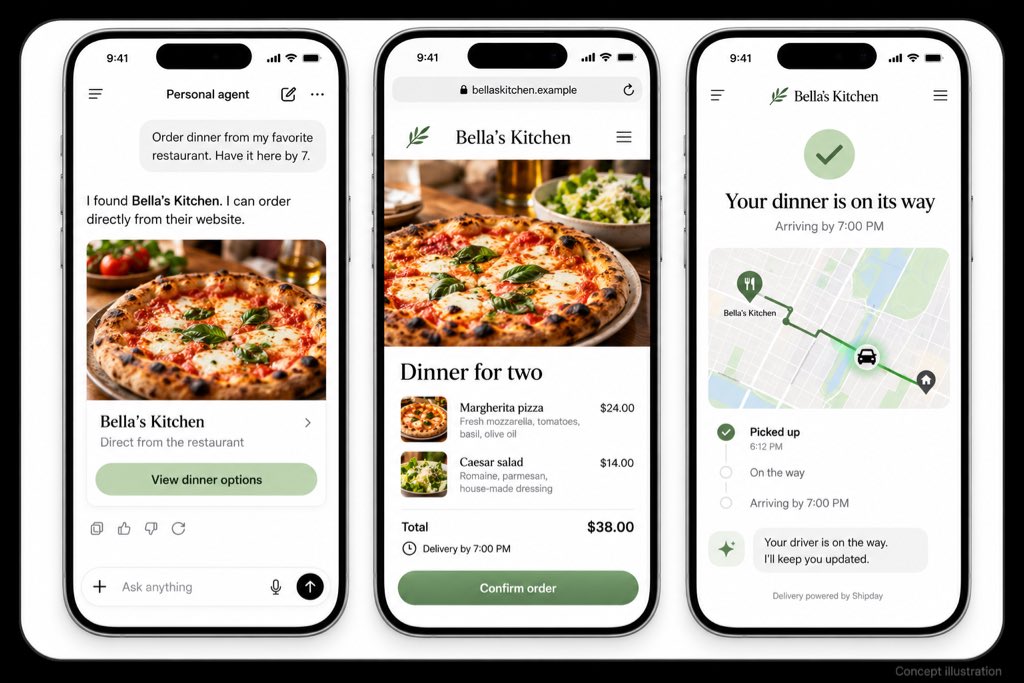 moin_06's tweet photo. Personal agents like Muse and Instinct could drive a lot more direct orders for local businesses.

“Order dinner from Bella’s tonight and have it here by 7.”

If your agent can buy directly from the restaurant’s website, that could mean less spent on commissions, more money for the business, and better prices for customers.

But the food still needs to arrive on time. Someone needs to coordinate the driver, update the customer, and handle any issues.

That’s what excites me about what we’re building at Shipday. As agents make buying easier, reliable local fulfillment becomes even more valuable.

#AgenticCommerce #Shipday