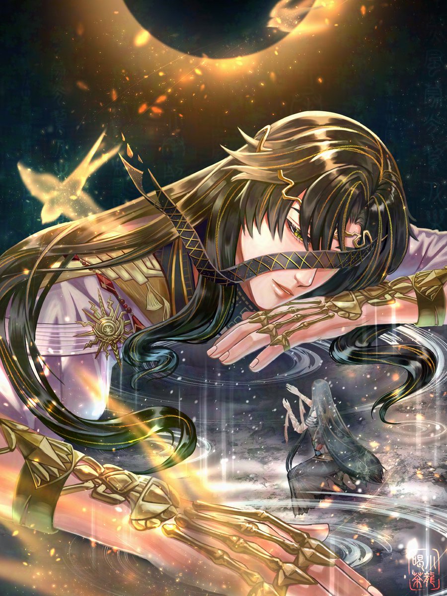 xiaolonghecha's tweet photo. "I'm still waiting"  
Tribute for Zayne GOA 1st Anniversary! 

Really enjoyed making this artwork since I get to play more on the concept and compo (and the angst!!). As expected, dearest Zayne is still my muse till this day (笑) https://t.co/mY3qevLK9M