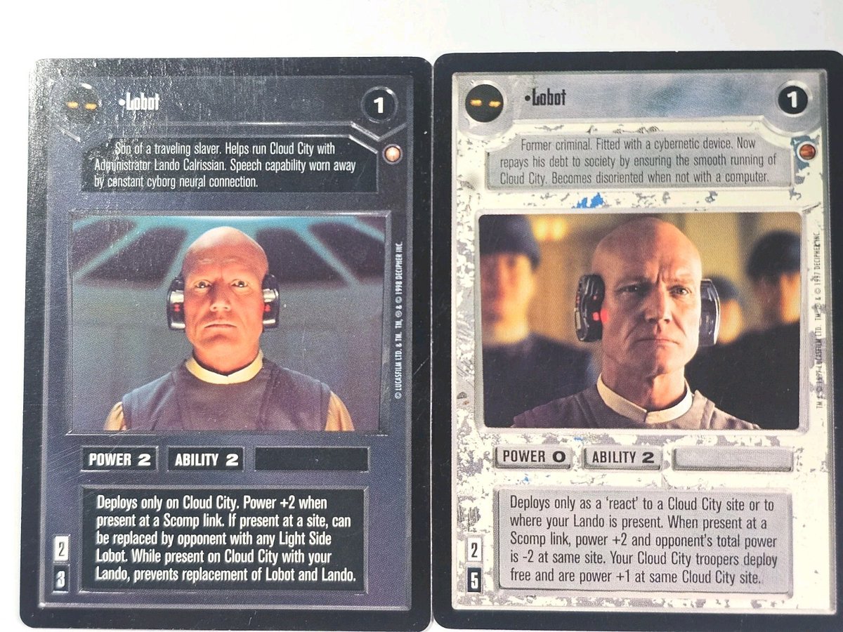 jadesfirecomics's tweet photo. Star Wars CCG Decipher 2 card Lot Lobot Darkside and Lightside - We Combine Ship https://t.co/qz5f73T9uP #STARWARS #SWCCG #CCG #STARWARSDECIPHER #CCGSALE https://t.co/a4T0MAFxL2