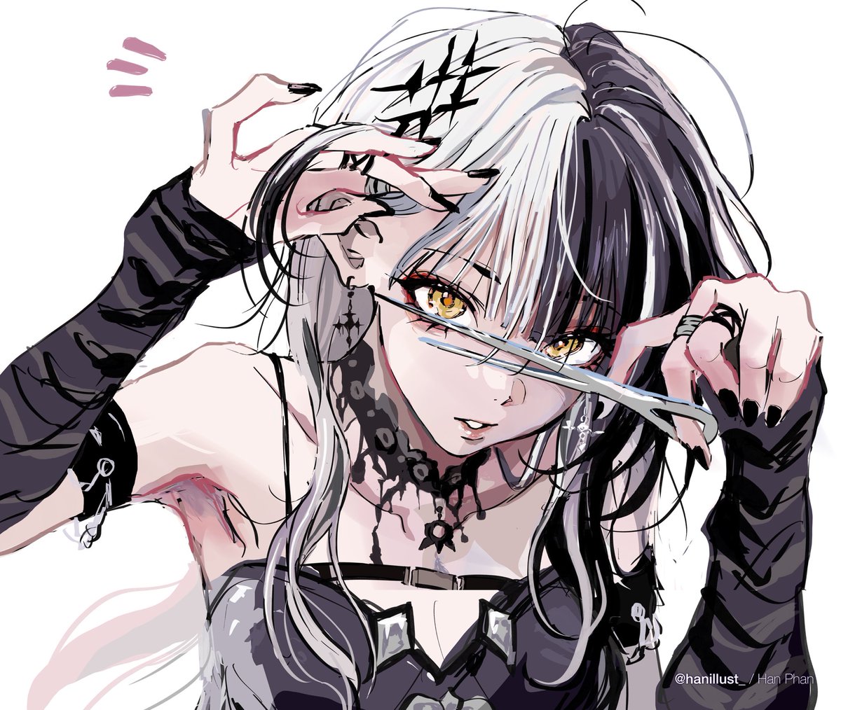hanillust_'s tweet photo. she cuts her own hair #shiorinsketch https://t.co/Eg3ZznX1bB