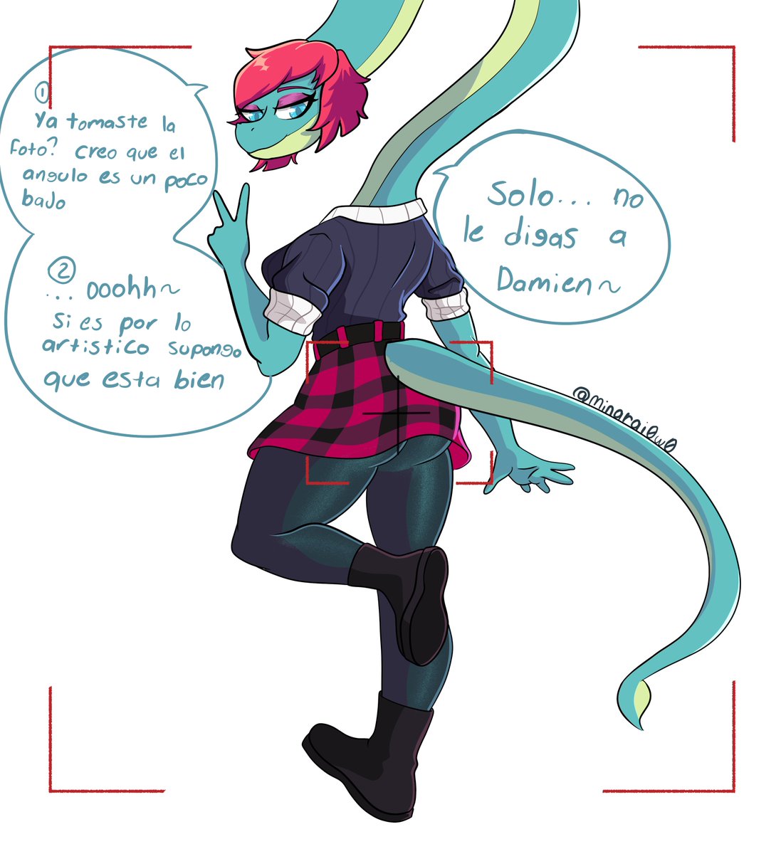 minarai0w0's tweet photo. Inco que pedo????   Tengo que admitir que los personajes secundarios de los juegos de @Cavemanon aiempre me han fascinado como liz Stella y más recie temente el diseño de poly y coral de volcadera ashfall 
#digitalartㅤ #snootgame #cavemanon #iwanihugthatgator https://t.co/zcXhQ8m5Sa