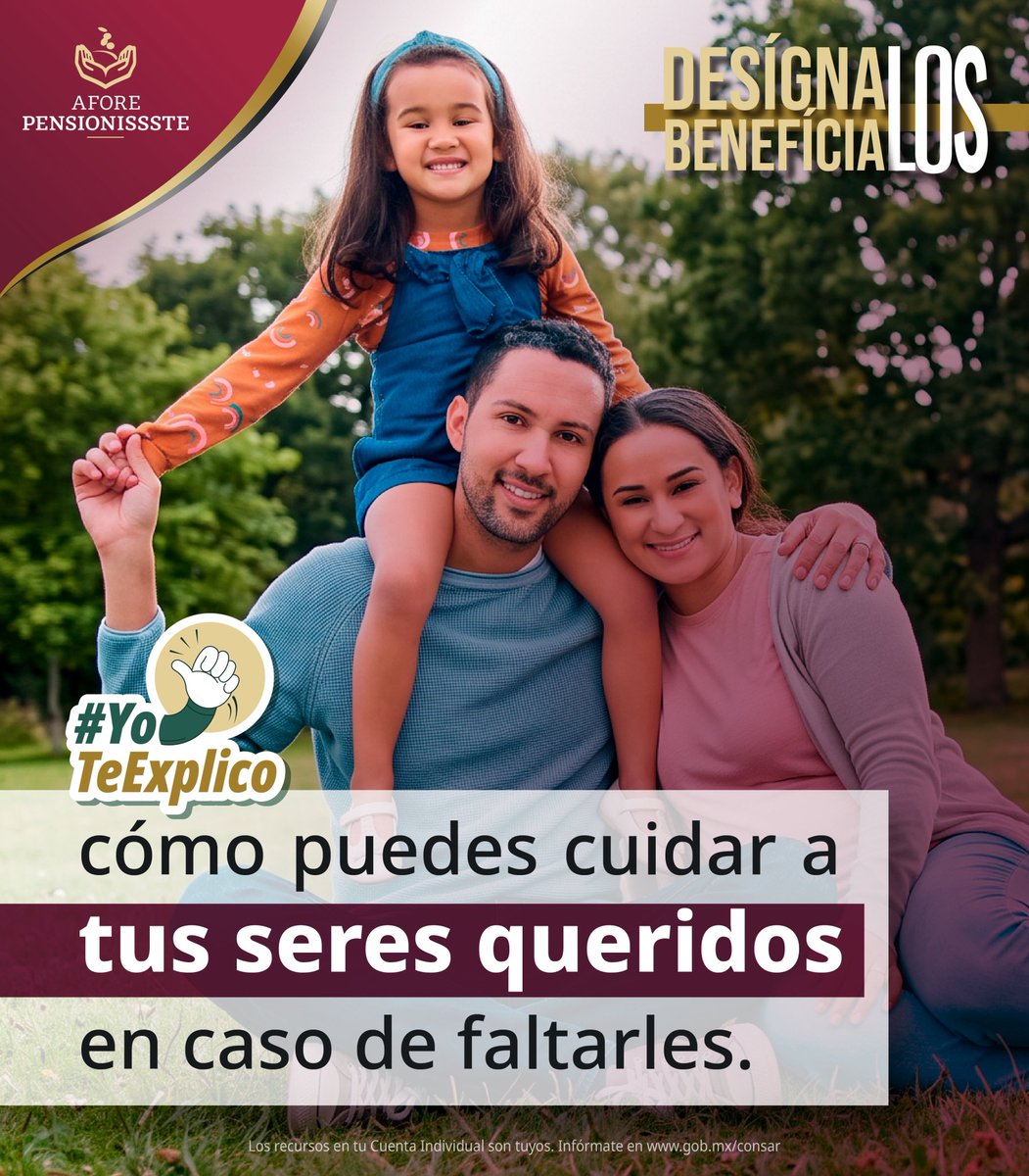 PENSIONISSSTE_'s tweet photo. 🍂 Seguimos en septiembre, Mes del Testamento. Y tú, ¿ya elegiste a quién dejarás como beneficiario de tu Cuenta Individual de AFORE PENSIONISSSTE? 👨‍👩‍👧‍👦

No lo dejes para después. Designar a tus beneficiarios es una decisión importante para proteger a quienes más quieres. ❤️

📍 Hazlo hoy. Visita cualquiera de nuestros Centros de Atención al Público y recibe orientación gratuita.

👉 Consulta nuestras ubicaciones y acércate a AFORE PENSIONISSSTE.