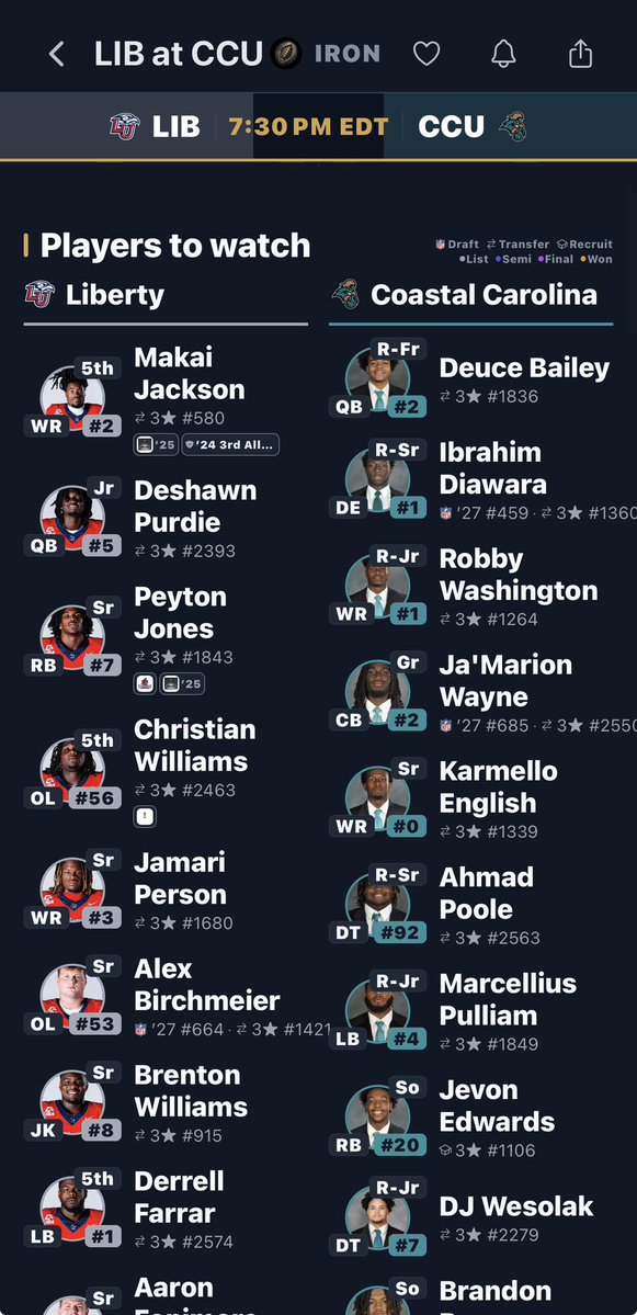 ironfbstats's tweet photo. Preview tonight’s Sun Belt vs CUSA matchup. All you have to do is open the app!
#cfb #scores #bestapp https://t.co/RBptOOdkDc