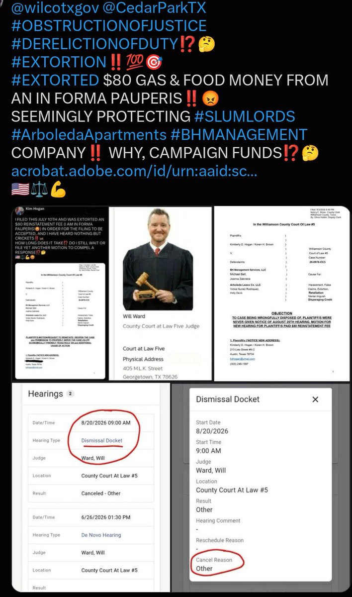 KimHoga79109202's tweet photo. PRO SE #PLAINTIFFS #LEGALCASES BECOME A BATTLE WITH THE #CORRUPTCOURTS #CORRUPTJUDGES #CORRUPTCLERKS & #CORRUPTCOURTCOORDINATORS, NO LONGER CASES AGAINST THE ORIGINAL #DEFENDANTS‼️
#FACT‼️💯
#UNCONSTITUTIONAL #OBSTRUCTIONOFJUSTICE #TREASON‼️💯
@uscourts @SCOTUSblog
🇺🇸⚖️💪🤬 https://t.co/pa8XLBnyZT