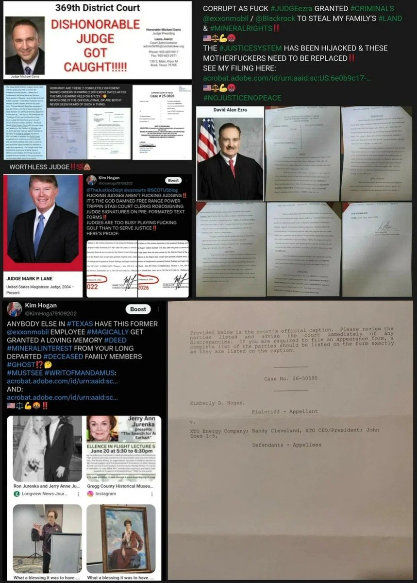 KimHoga79109202's tweet photo. PRO SE #PLAINTIFFS #LEGALCASES BECOME A BATTLE WITH THE #CORRUPTCOURTS #CORRUPTJUDGES #CORRUPTCLERKS & #CORRUPTCOURTCOORDINATORS, NO LONGER CASES AGAINST THE ORIGINAL #DEFENDANTS‼️
#FACT‼️💯
#UNCONSTITUTIONAL #OBSTRUCTIONOFJUSTICE #TREASON‼️💯
@uscourts @SCOTUSblog
🇺🇸⚖️💪🤬 https://t.co/pa8XLBnyZT