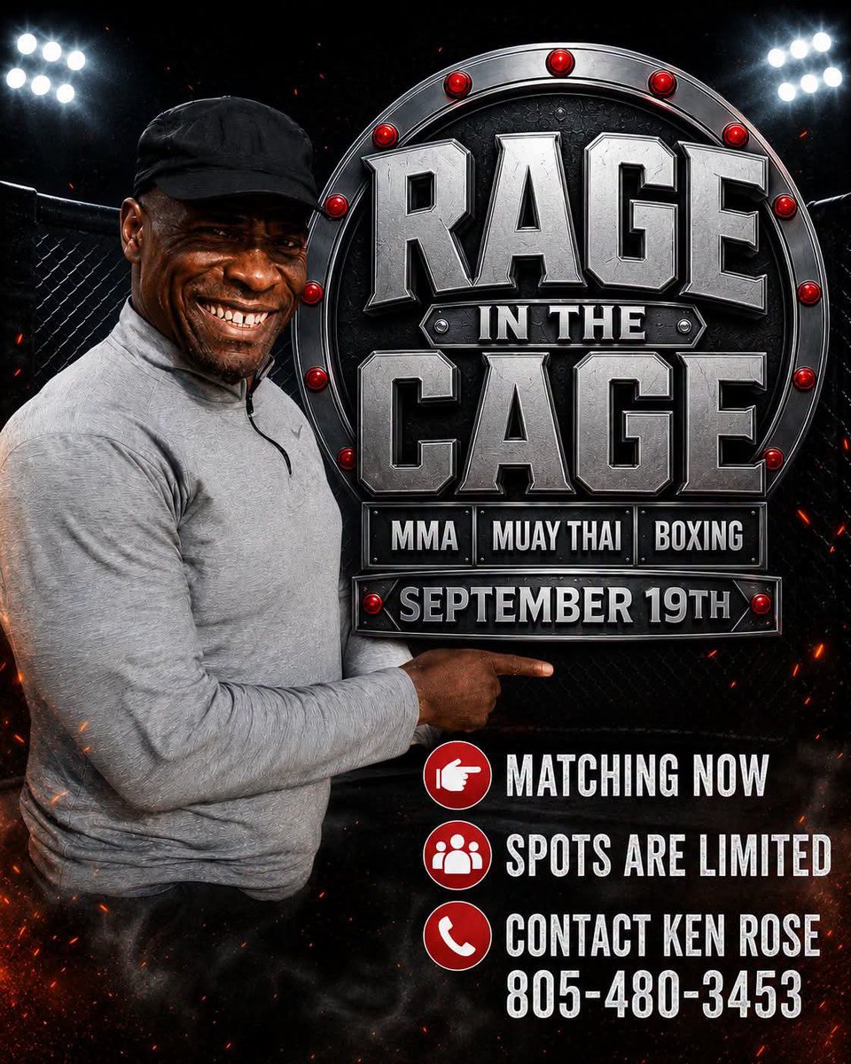 RageintheCageaz's tweet photo. If you're a MMA or Muay Thai competitor and want to compete in Rage in the Cage on Sat Nov 14th in Phoenix.

Please text match maker Ken Rose 805-480-6885 https://t.co/fvEhwFWiZK