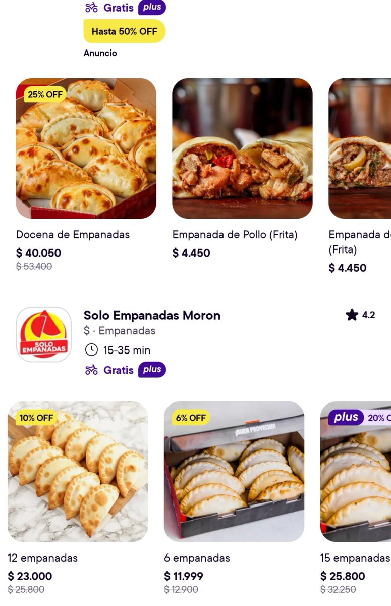 notlour's tweet photo. @LaEstamosViendo Dicen que las empanadas se pueden conseguir más baratas: si, las únicas que están con precios baratos son las que venden lo mismo que sabores express, ricatti, tienda de empanadas 
Nunca vi la docena de empanadas con precios tan desorbitados como los de estos últimos años https://t.co/cBv5xRLBZj