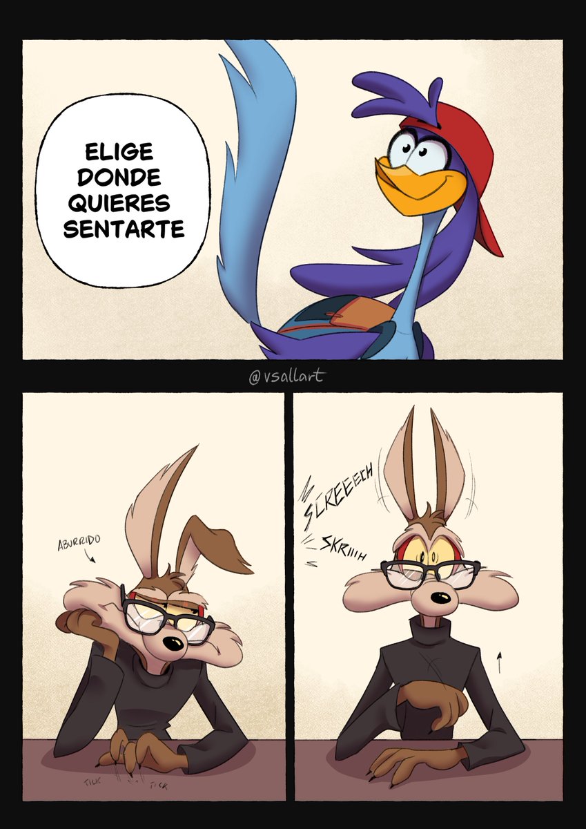 V_Sallart's tweet photo. Coyote Nerd &amp; RoadRunner Jock
Capitulo piloto
(ESPAÑOL) 
#wilecoyote #roadrunner #wilerunner #wileroad #correcaminos 
(1/7) https://t.co/3e3CnndAze