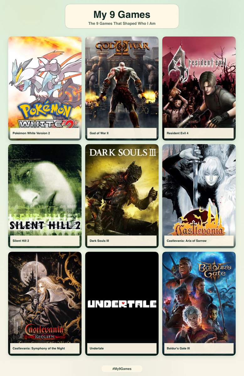 duarrdos's tweet photo. 9 games that shaped me https://t.co/SVJbVFohsF