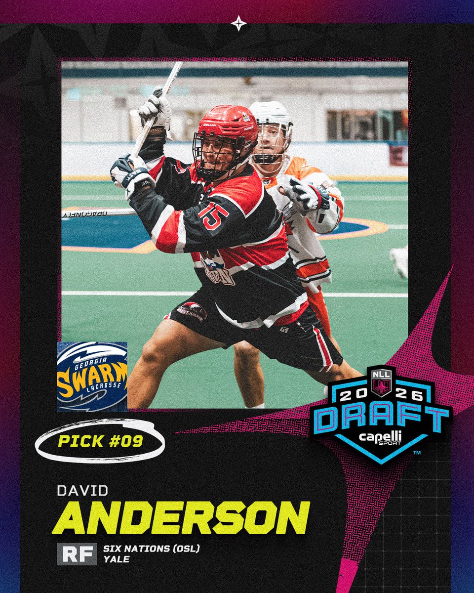 NLL's tweet photo. The Georgia Swarm select F David Anderson with the 9th overall pick in the 2026 NLL Entry Draft! https://t.co/gpc1idzwxC