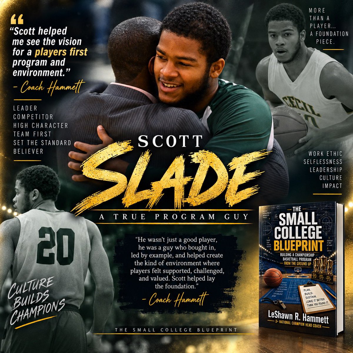 SmallCollegeBP's tweet photo. Scott Slade was more than a good player at Cecil.

He helped shape my vision for a players-first program — one where players feel supported, challenged, valued and believed in

Some players help you win games

Others help shape the coach you become

📘 The Small College Blueprint https://t.co/qBxfbWyCGs