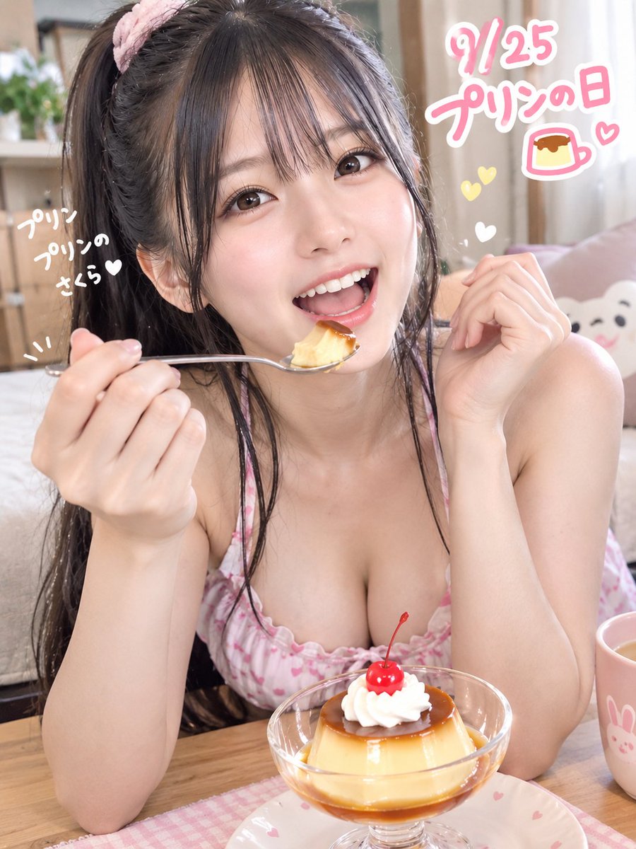 zwozjc's tweet photo. 🍮今日は #プリンの日 🍮

プリンプリンのさくらです🤭💛

ひとくち食べたら、とろ〜り幸せ✨
みんなは「��ため派🍮」？それとも「なめらか派🍮」？

今日も甘い一日になりますように💕

#プリンの日 #スイーツ #今日は何の日 #AI美女 https://t.co/deE0PQv2Uq