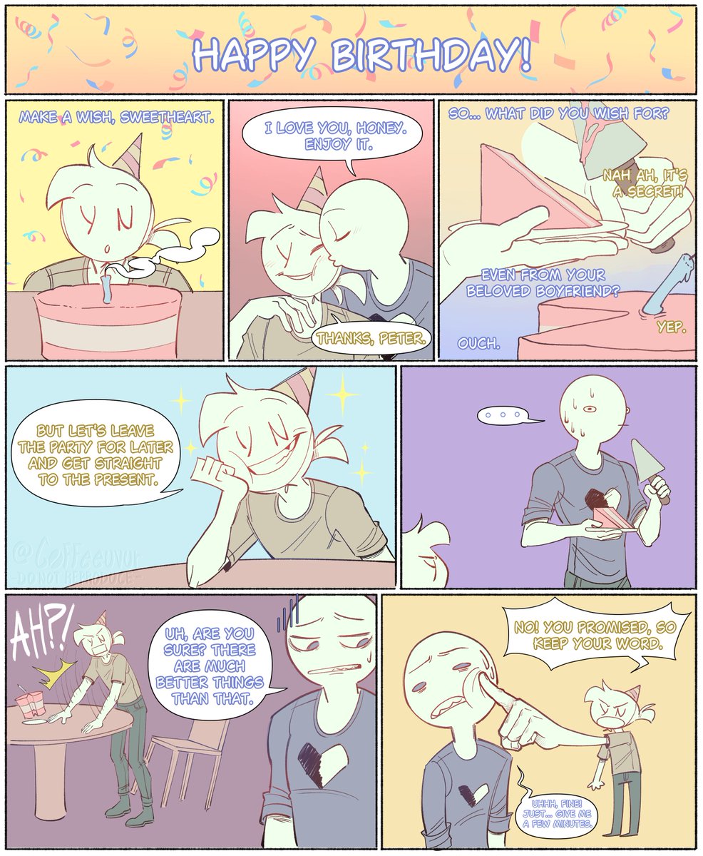 coffeeuvur's tweet photo. The best gift 🎁🎂

🗒️My english is very bad, if you see any mistake please tell me. 
#YourBoyfriendfanart #YourBoyfriendGamePeter 
#YourBoyfriendGame
#YourBoyfriendPeter https://t.co/VHm7XaQjvL