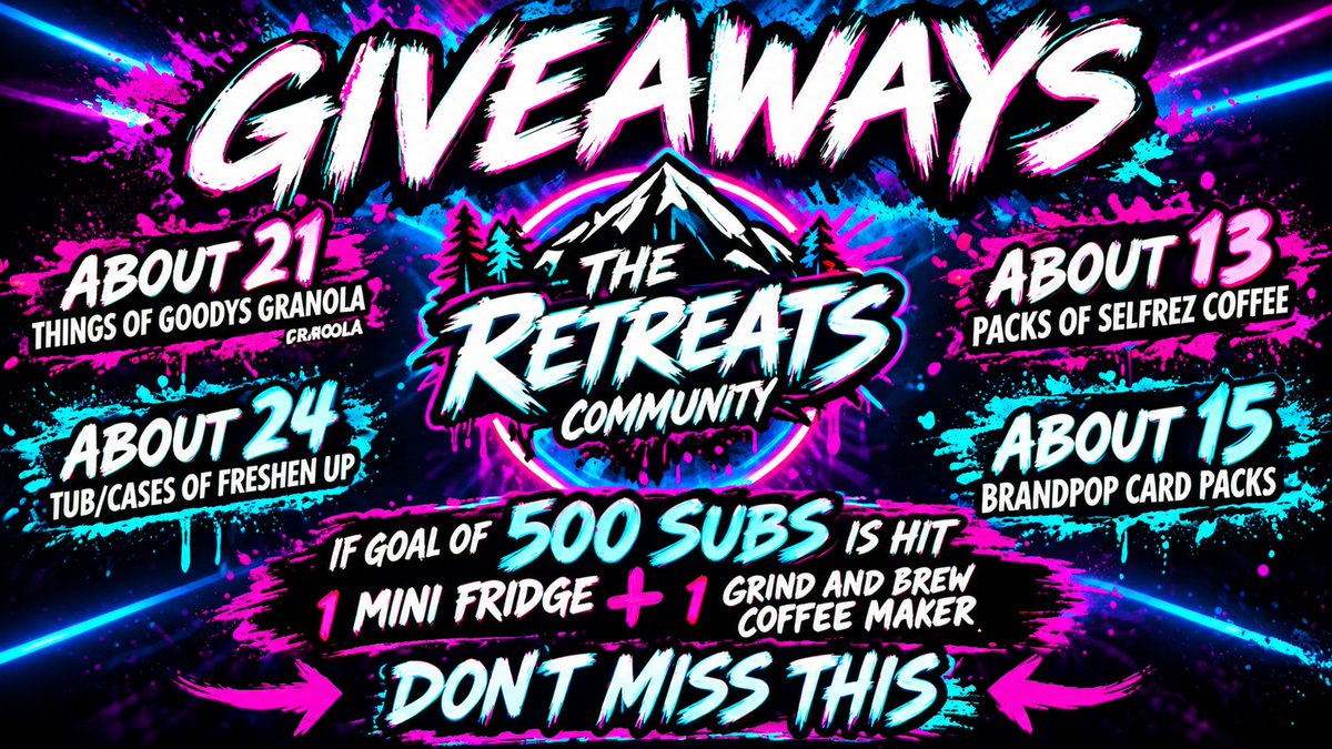 Retreats_Home's tweet photo. With the Subathon on Oct 20th a little less than a month away here is our rough number of what we are giving away @CroweFam_  @KooterBomb @BrandPopStudios @SelfRezCoffeeCo @DrinkFreshenUp @Goodysharvestco 
This doesnt include any Retreats Merch but there is some to win
MARK YOUR CALENDARS