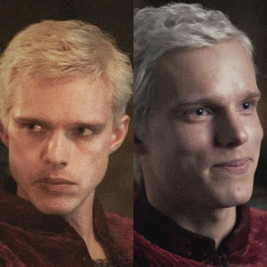 drag0ndreamer's tweet photo. Aerion Targaryen and Finn Bennett. Same person, but how is it possible that his whole face structure seems to change when he's channelling the evil labubu? 🙏🏼 https://t.co/btfg3vXyZS