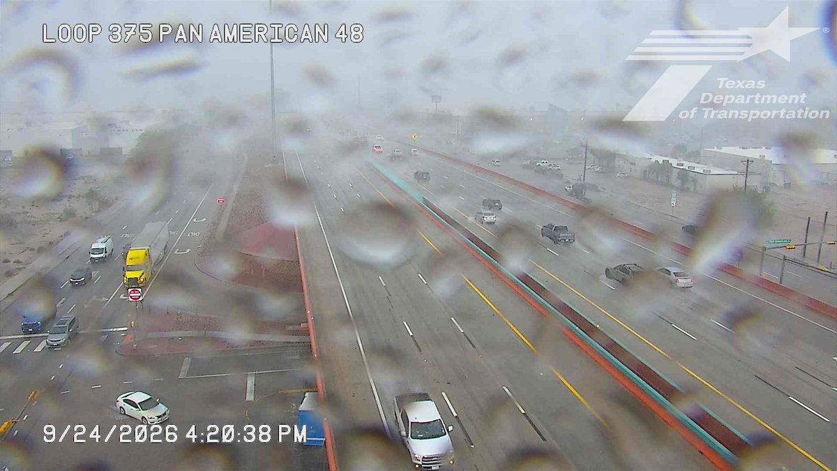 DianaGomezTV's tweet photo. ☔️ It’s pouring across the Far Eastside, Eastside, and Lower Valley. Drive safely!
Remember: TURN AROUND, DON’T DROWN. 🚗🌧️
9.24.26
#EPTraffic #Roadways #Weather #ElPasoTexas #TxDOT https://t.co/oU9xwiWBJO