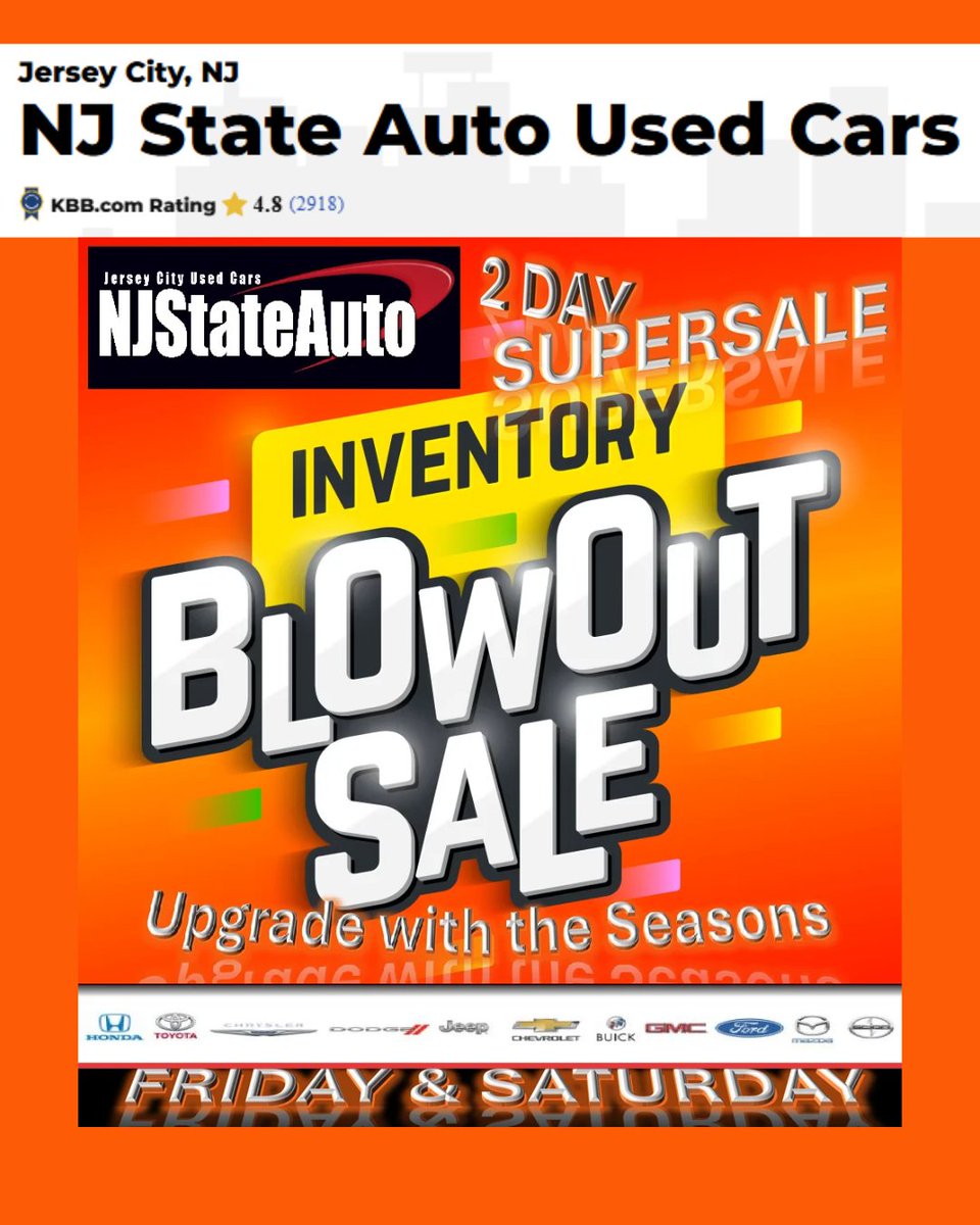 NJStateAuto's tweet photo. https://t.co/mGZI3XIMOw (Jersey City) - used cars must go - cash or financing. https://t.co/RKkIWUXnWS