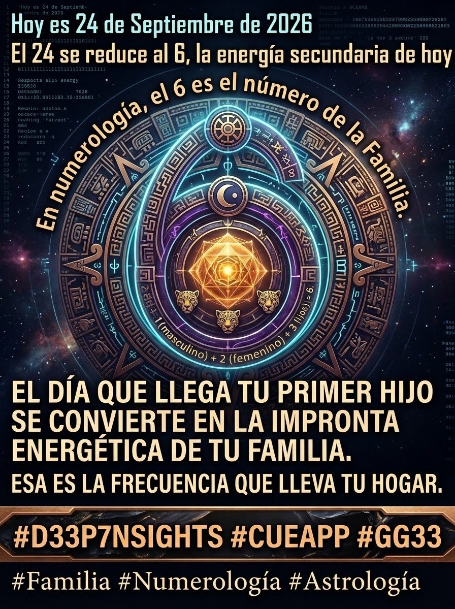 MycoWazon's tweet photo. Hoy manda la energía 6 la frecuencia de la familia. El día que llega tu primer hijo marca la impronta energética de todo tu hogar. 👁️⚡
📲 Link de descuento para Cue App en mi bio. 📩 Mándame DM para lecturas personales.
#D33P7NSIGHTS #CUEAPP #GG33 #Familia #Numerología #Astrología