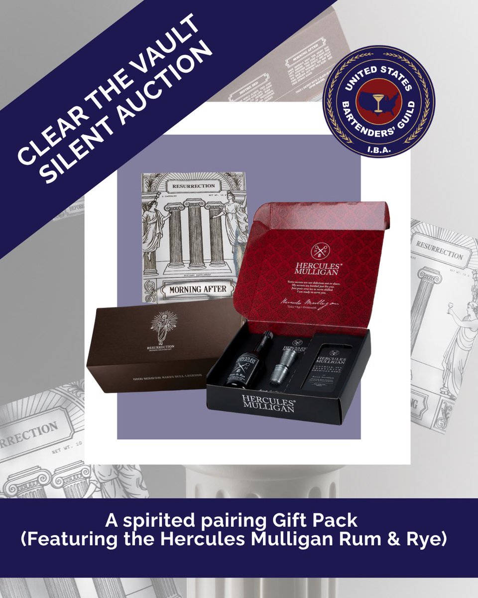 TheUSBG's tweet photo. AUCTION SPOTLIGHT! Clear the Vault! 🥃

Up next: A SPIRITED PAIRING — Hercules Mulligan Rum &amp; Rye Gift Pack + Flaviar Resurrection Kit.

Just one of many items up for grabs, supporting the @USBGNCF

Bid + see everything available: https://t.co/vx39WI0AjV https://t.co/8IjgrPN6Wf