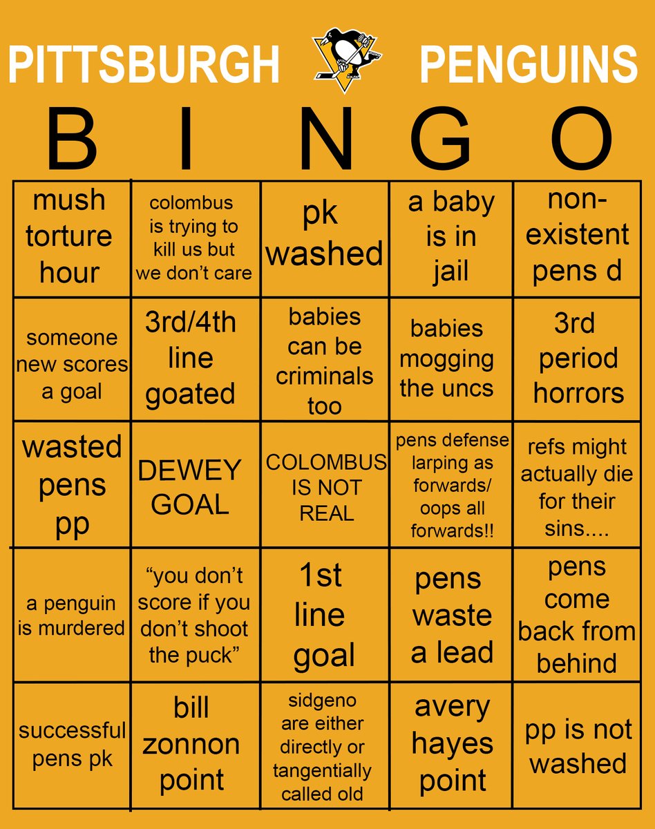 sidgeno88's tweet photo. happy game day let's play 26-27 penguins bingo!!!! preseason game 3! https://t.co/08wo0YAvM6