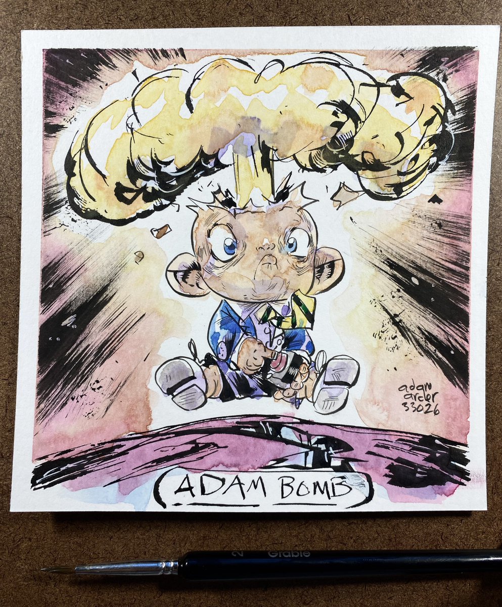 AdamArcherArt's tweet photo. #AdamBomb now in the shop, any fans of the #GarbagePailKids ? 
Huge influence on me. I had a shoebox full as a kid, but somebody stole them. Bastards. Slowly rebuilding my set now.😑👍 https://t.co/8OR6QVelxo