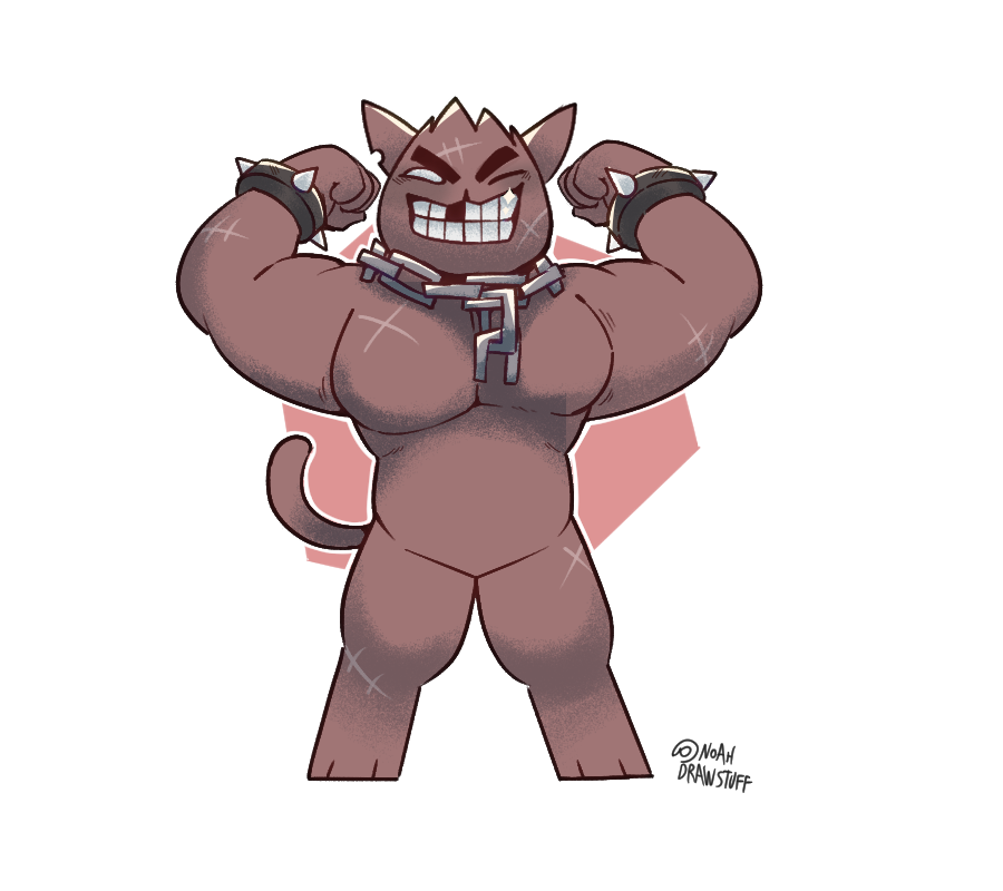 noahdrawstuff's tweet photo. Making all the collar minibosses in my style!    

Day 4, Magnus!  A big boy! I'm surelly not advertising my love for big pecs with this one, hehe. Hope you liked today's cat!
#Mewgenics #MewgenicsFanart https://t.co/uSKMTqmOn8
