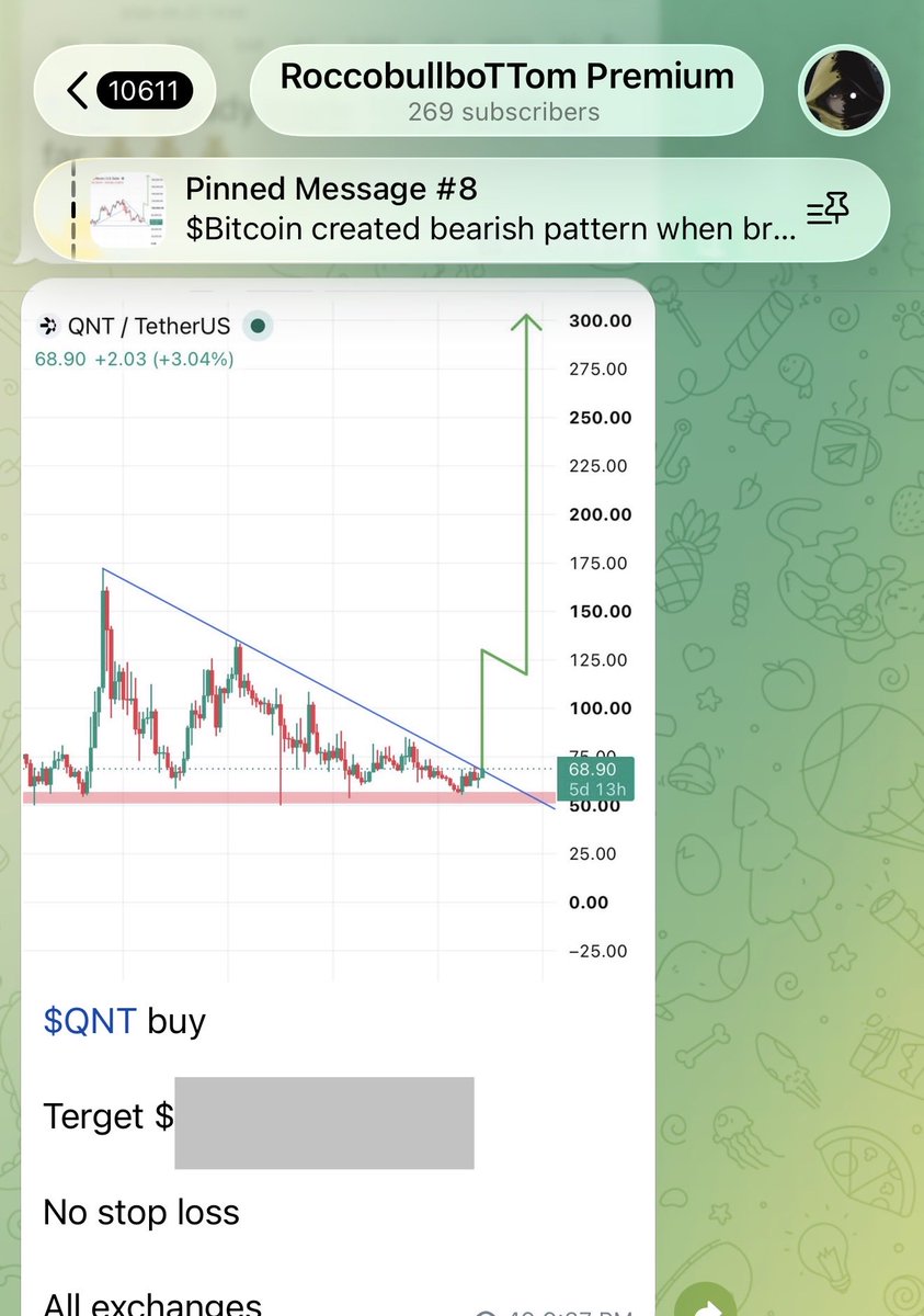 RoccobullboTTom's tweet photo. #PREMIUM_SIGNAL
$QNT going crazy after my premium call π₯π₯π₯
$QNT already made 35% profit so far π°π°
On the way to my first terget πππ https://t.co/MrhMweSz8T