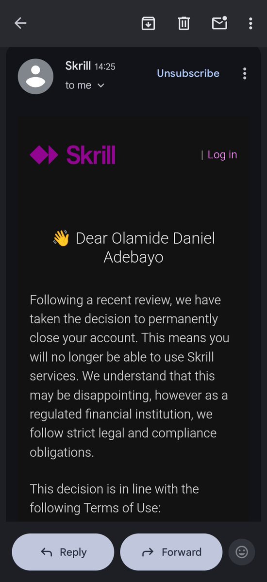 Stridz_z's tweet photo. @Skrill
You verified my account, I deposited $395, and shortly after you restricted my account then permanently closed my account without giving me a clear explanation.
My money is still with you. Reopen my account or release/refund my $395.
If another verification is required, ask me. I’m ready to provide it. I want my funds back.