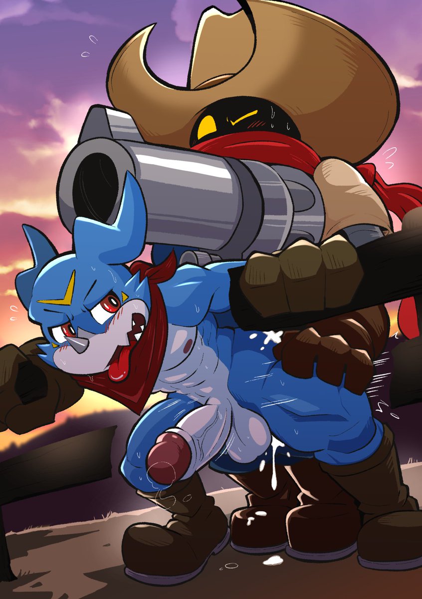 AlternateHef's tweet photo. Veemon x Deputymon
"Riding" at sunset. https://t.co/eudrYBlzBH