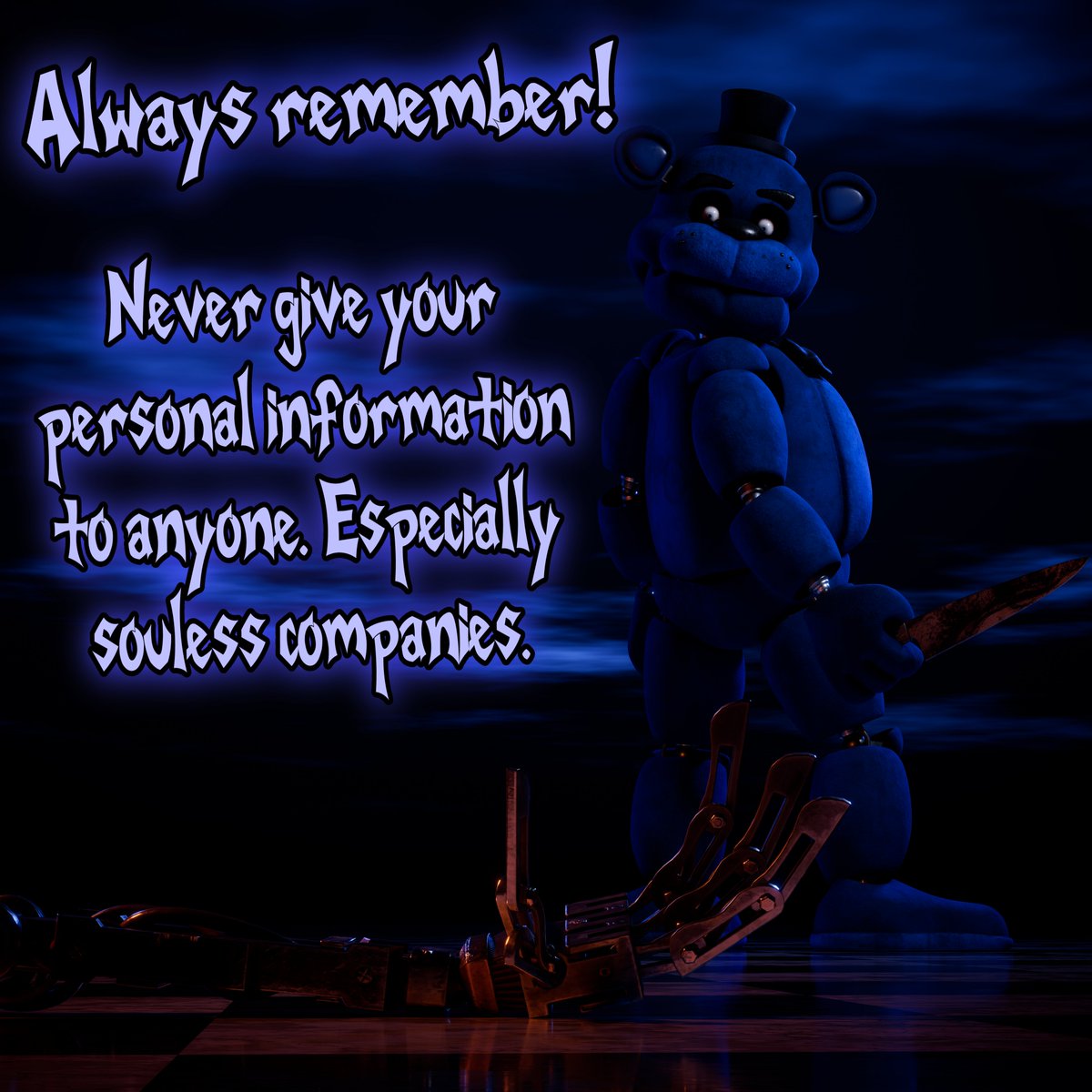 Bear6738265's tweet photo. I made this render because of this shit man
Freddy Model by @TaddyDudstare and @Skyguy5552
Mimic port by @Inkbendy_79 and @Skyguy5552
#bear5 #blender #fnaf #mimic https://t.co/XDqouLXzHm