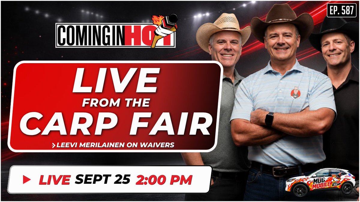 ComingInHotSens's tweet photo. LIVE FROM THE CARP FAIR! 🎡🔥

➡️ The boys take over the main stage!

➡️ Leevi Meriläinen hits waivers 👀

➡️ Sens prepare for split-squad games vs. Montreal!

📺 LIVE Friday @ 2pm ET

Come see us or tune in here: https://t.co/iRI4iqgfmk

#GoSensGo #ComingInHot https://t.co/OsxIIYyI0W