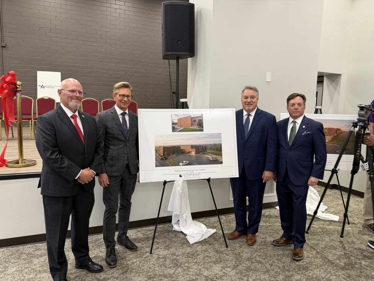 egmackey's tweet photo. #ALBOE Member Tracie West and I joined Speaker Nathaniel Ledbetter, Congressman Figures, Superintendents Bazzell and Thomas, Mayor  Reeves, along with other officials and dignitaries to celebrate the ribbon-cutting of the new Academy Street Career Innovation Center in Troy https://t.co/47bACvRsxp
