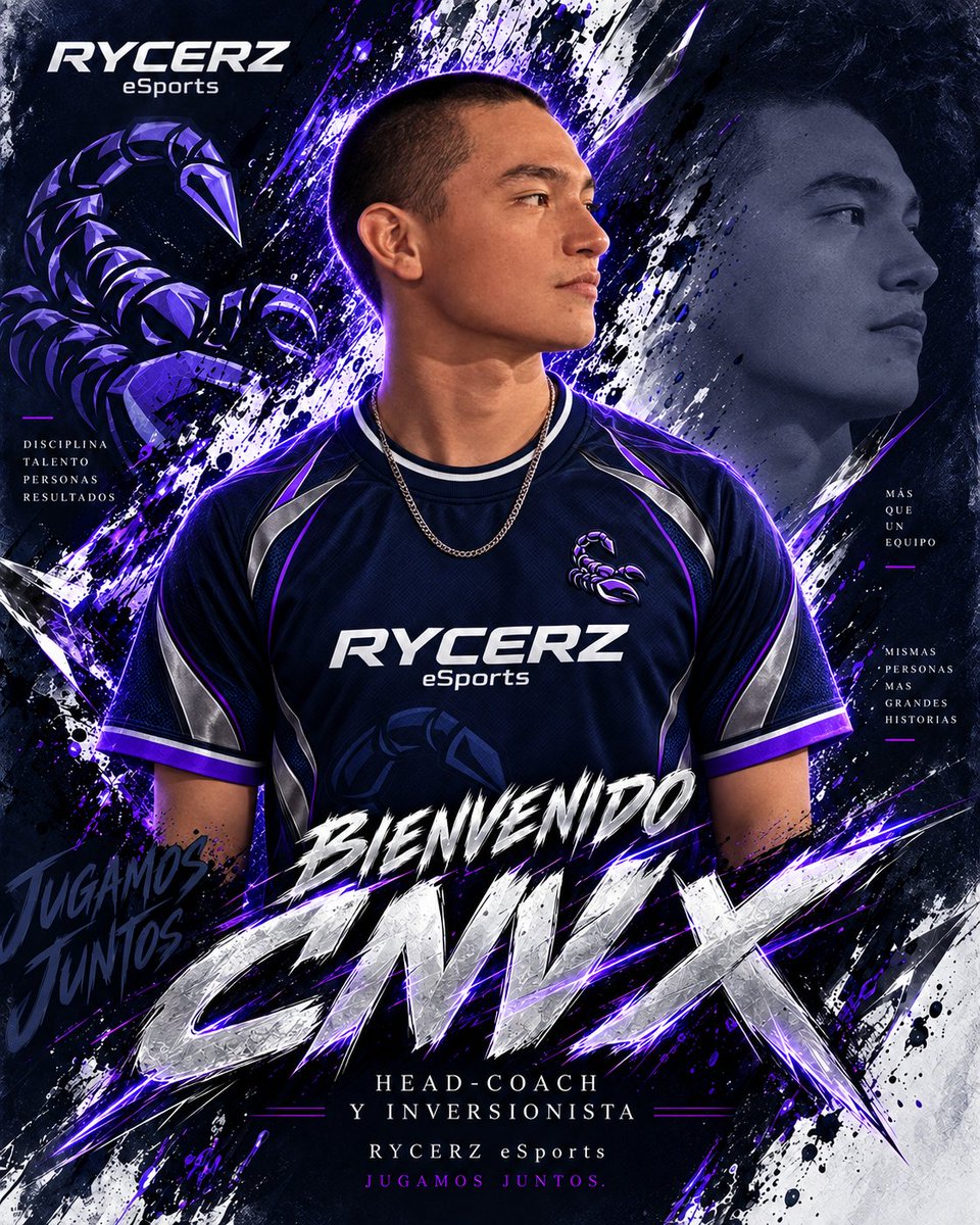 RycerzEsports's tweet photo. 🦂⚡ WELCOME TO RYCERZ // CNVX ⚡🦂
🧠 Head Coach
📈 Inversionista
⚔️ Estrategia. Liderazgo. Visión.
Una pieza clave llega para impulsar el siguiente nivel de RYCERZ eSports. 🔥
💜 JUGAMOS JUNTOS.
#RYCERZ #CNVX #Esports #Gaming #RycerzEsports https://t.co/PsLweZmg9C
