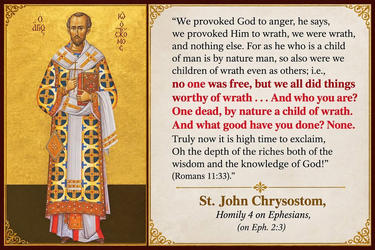 eoexamined's tweet photo. Chrysostom says here that the unconverted “were wrath, and nothing else” and completely lacked any goodness but were only worthy of God’s wrath.

https://t.co/vsSW1Y5860 https://t.co/B2cFQRSRgV