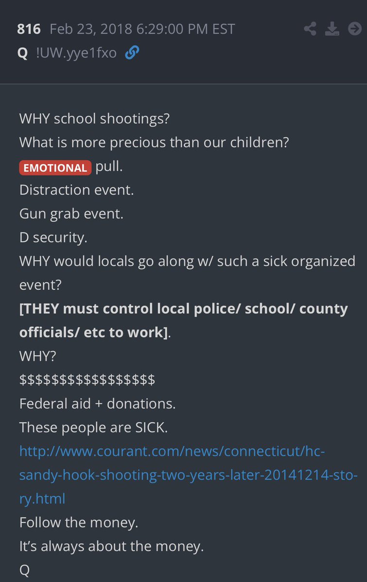 MJTruthUltra's tweet photo. It didn’t click for me until I read this…

WHY school shootings?
What is more precious than our children?
EMOTIONAL pull. https://t.co/IPXHITMdQK